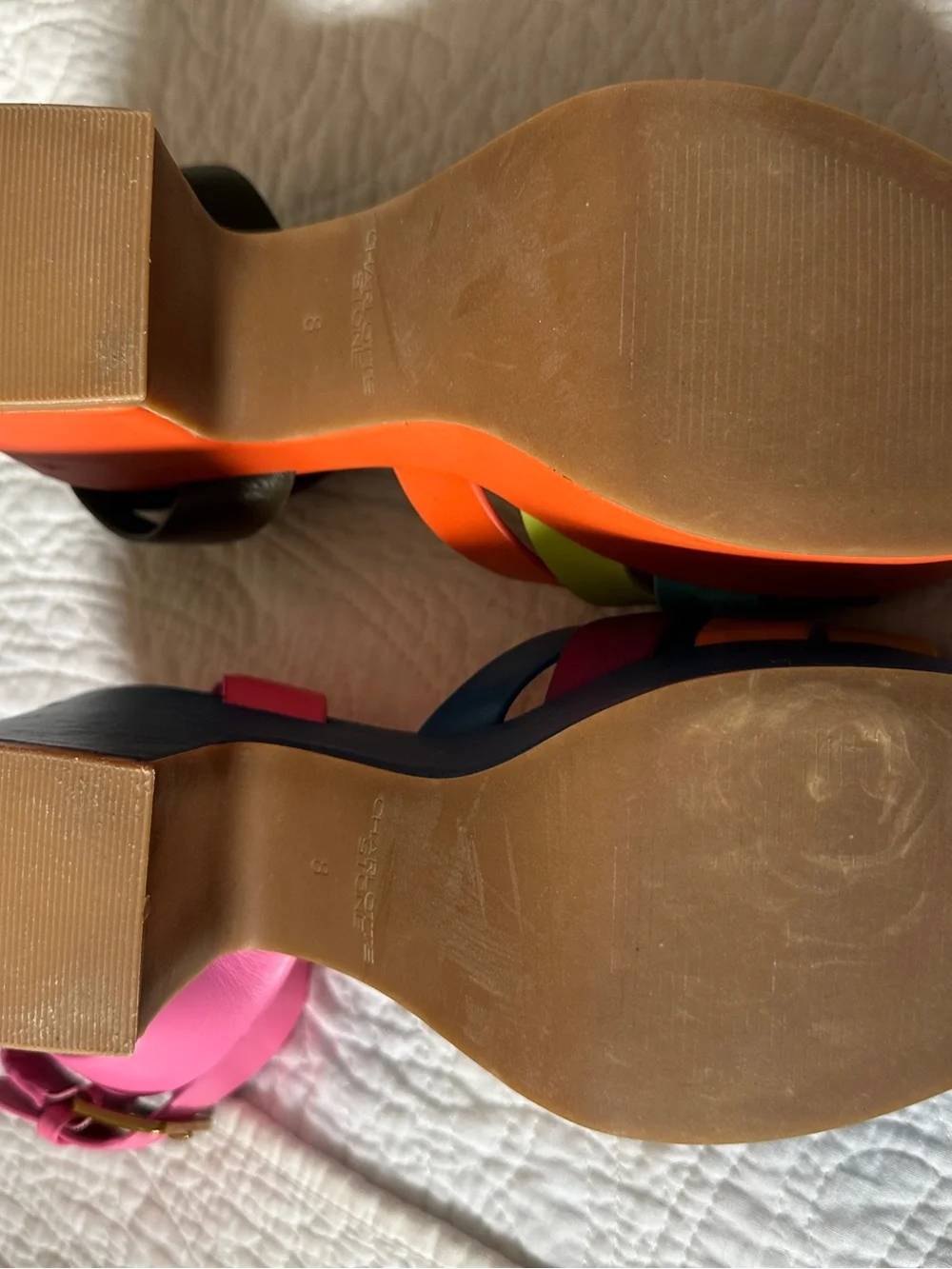 NWOB Charlotte Stone Rainbow Strap Colorblock Platform Sandals - Picture 4 of 6
